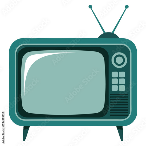 Old fashioned box television set vector illustration or color artwork perfect for retro TV design flat illustration media technology vintage concept
