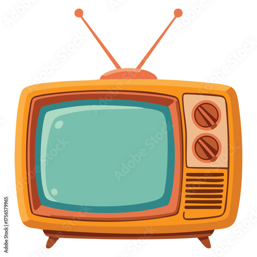 Old style TV retro vector illustration isolated on white background ideal for flat design vintage television media and technology themed artwork