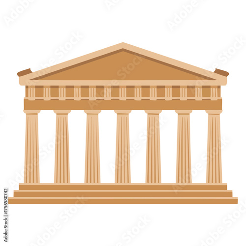 Vector illustration of greek pantheon with columns isolated on white background suitable for greek culture antique architecture or ancient temple themed artwork