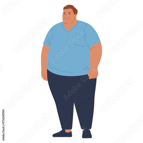 Vector illustration of obese man clip art ideal for cartoon character design educational awareness or health themed creative visuals on white background