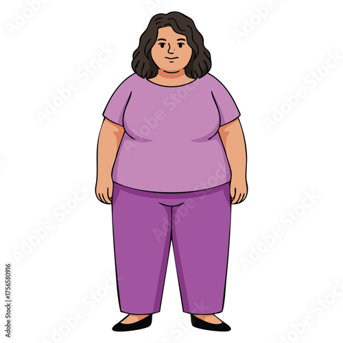 Vector illustration of obese woman clip art ideal for cartoon character design educational awareness or health themed creative visuals on white background