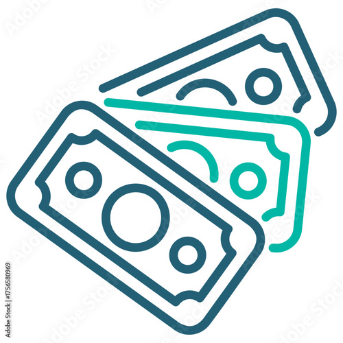 Cash Outline Blue Icon