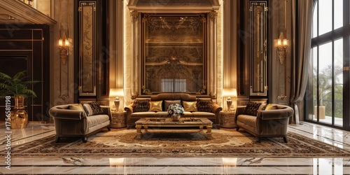 Wallpaper Mural Cozy Luxury Living Room Interior Sofa Rug Warm Ambiance Torontodigital.ca