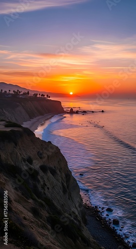 Coastal Serenity - A Breathtaking Sunset Over the Pacific Ocean.