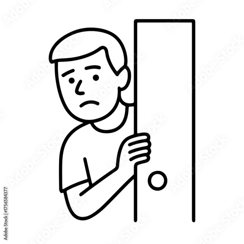 outline icon man hiding behind a door vector on a white background
Vector icon on a white background