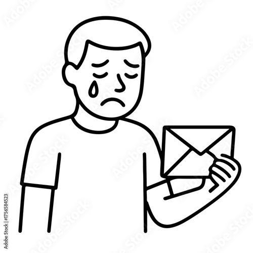 outline icon man crying with a letter vector on a white background
Vector icon on a white background