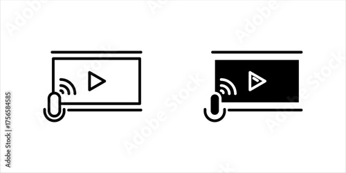  Modern office furniture with conference room desk rolling chair workspace setup table lamp monitor cabinet icon set line art.