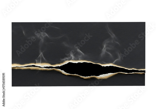 Abstract Black Paper with a Torn Edge and Light Smoked Texture