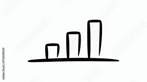 Simple illustration of three rising bars representing growth and progress