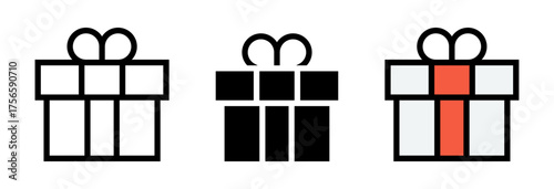 Conjunto de iconos de regalo. Celebración, obsequio, presente y sorpresa. Ilustración vectorial