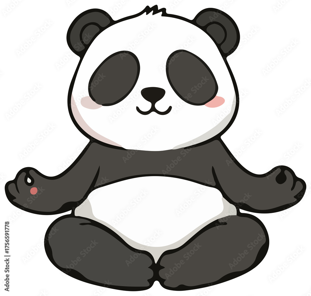 Fototapeta premium Meditation panda bear cartoon Sticker
