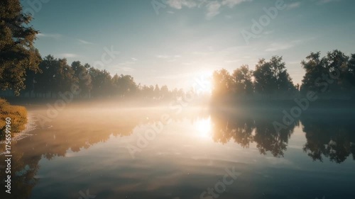 Calming nature-inspired cinematic landscape background, Generative AI