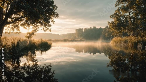 Calming nature-inspired cinematic landscape background, Generative AI