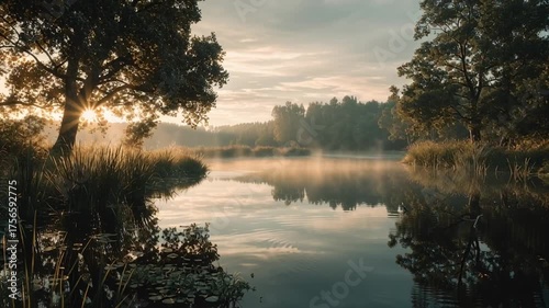 Calming nature-inspired cinematic landscape background, Generative AI
