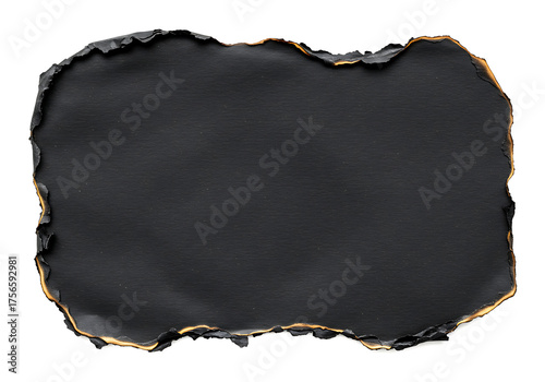 Textured black paper with scorched edges, ideal for creative designs