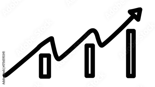 Hand-Drawn Growth Chart Illustration Representing Statisticsbusiness graph with arrow