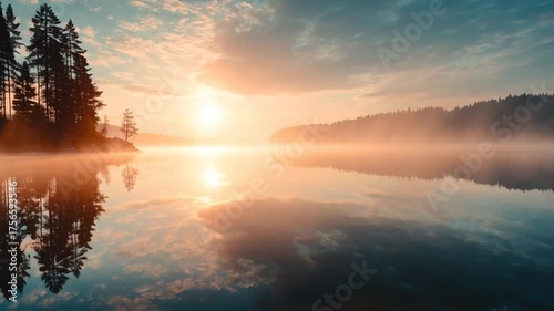 Calming nature-inspired cinematic landscape background, Generative AI