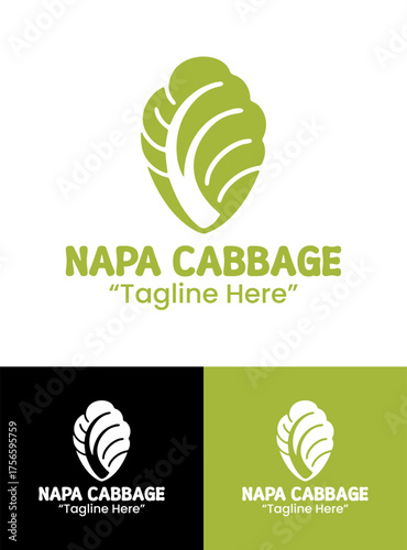 Fresh Napa Cabbage Logo for Organic Food Branding