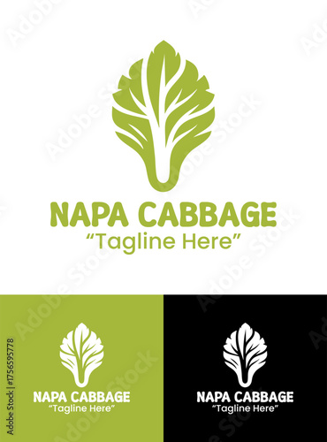 Minimalist Napa Cabbage Logo Clean Vegan Symbol
