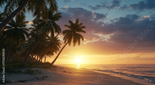 Tropical beach sunset paradise