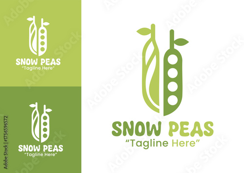 Organic Snow Peas Icon for Farm and Vegan Identity