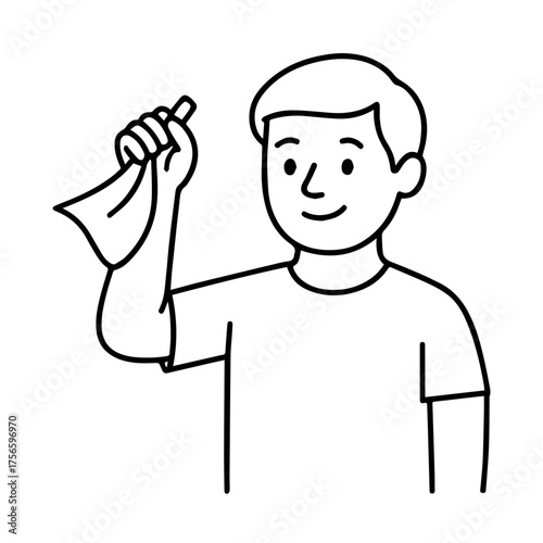 outline icon man waving a handkerchief vector on a white background
Vector icon on a white background
