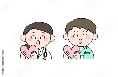 医者と看護師　男女2人のイラスト