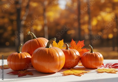 pumpkins and autumn leaves