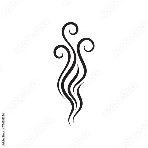 Abstract Black and White Smoke or Steam Illustration for Product Design or Background with Swirling Lines and Elegant Curves Isolated on a Clean White Backdrop