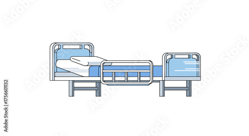 Modern hospital bed graphic conveys care and comfort for medical facilities and healthcare design projects with a clean, simple aesthetic