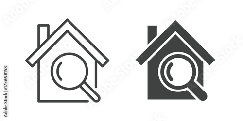 Home searching Icon. Line and glyph solid icon