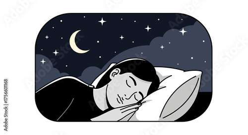 Enjoy peaceful sleep beneath the stars with this beautiful illustration, promoting relaxation and rest for a restful night in dreamy comfort