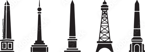 Silhouettes of Famous Obelisks and Towers