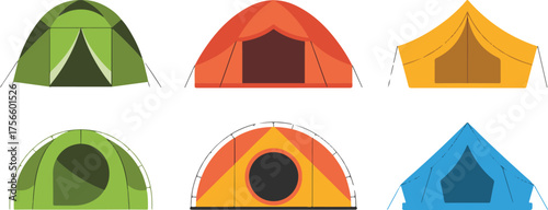 Collection of Colorful Camping Tents