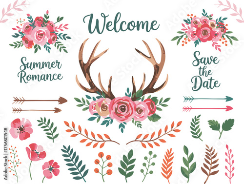 Floral Welcome and Save the Date Invitation Design