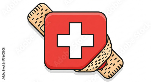 Medical cross bandage, a symbol of first aid and healthcare, representing protection and treatment for injuries and wounds