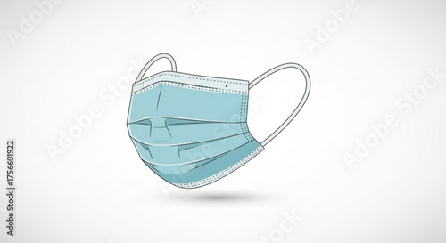 Blue surgical mask with white straps, essential for protection against viruses and bacteria in healthcare settings