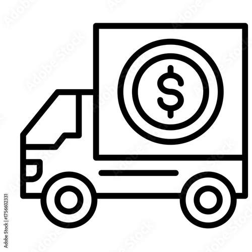 Cash Delivery Truck  Icon Element For Design
