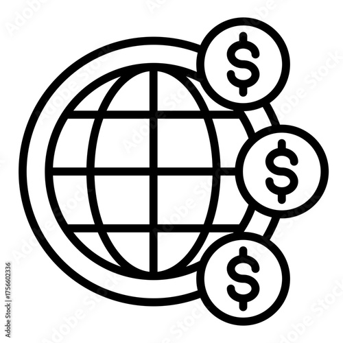Global Currency  Icon Element For Design
