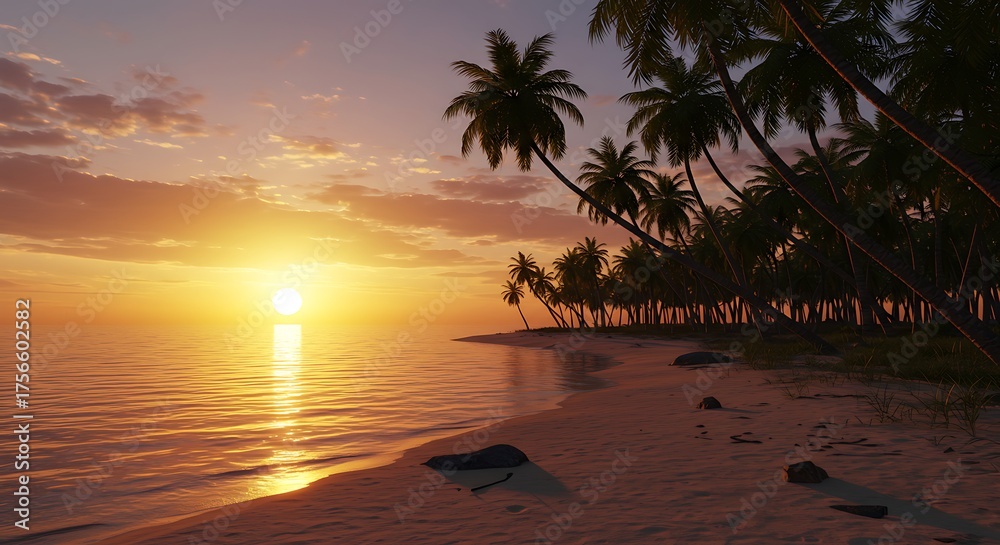 Fototapeta premium Tropical sunset beach paradise