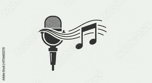 Vintage microphone with music notes, perfect for karaoke night, open mic event, or musicthemed design projects and promotions