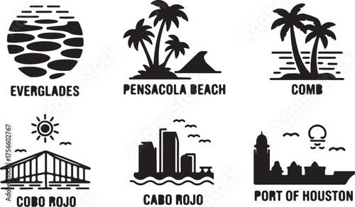 Iconic Gulf of America Locations Illustration