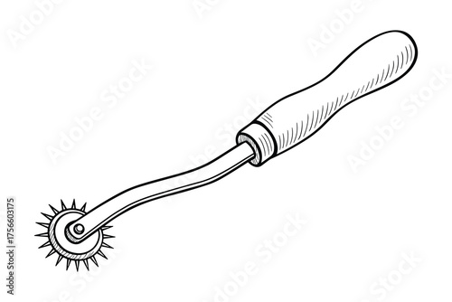Vector illustration of a tracing wheel, sewing tool for transferring patterns.