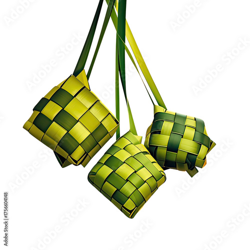 Colorful Ketupat Rice Dumpling Ornament, Generative AI