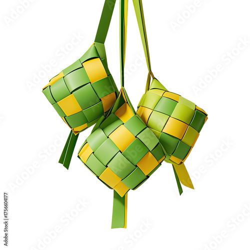 Colorful Ketupat Rice Dumpling Ornament, Generative AI