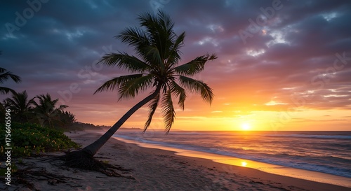 Tropical sunset beach scene