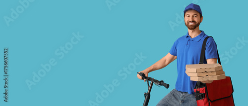Male courier with pizza box...