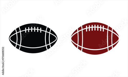 American Football Illustration in Black and Red on White Background