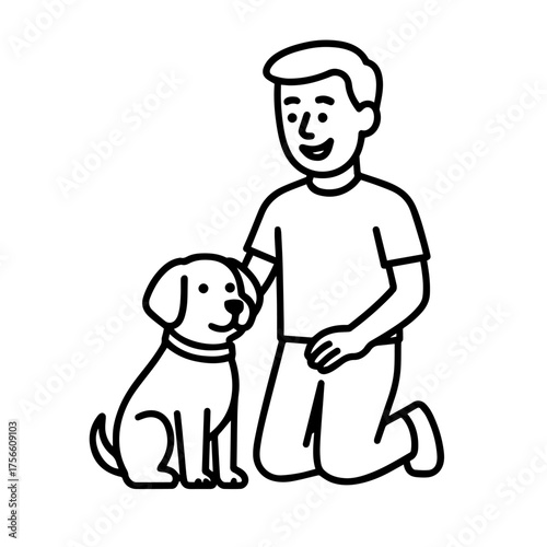 outline icon man with a dog vector on a white background
Vector icon on a white background