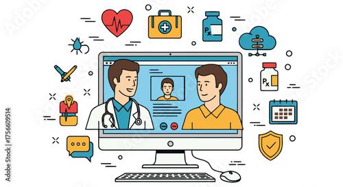 Doctor and patient connect online for virtual healthcare consultation